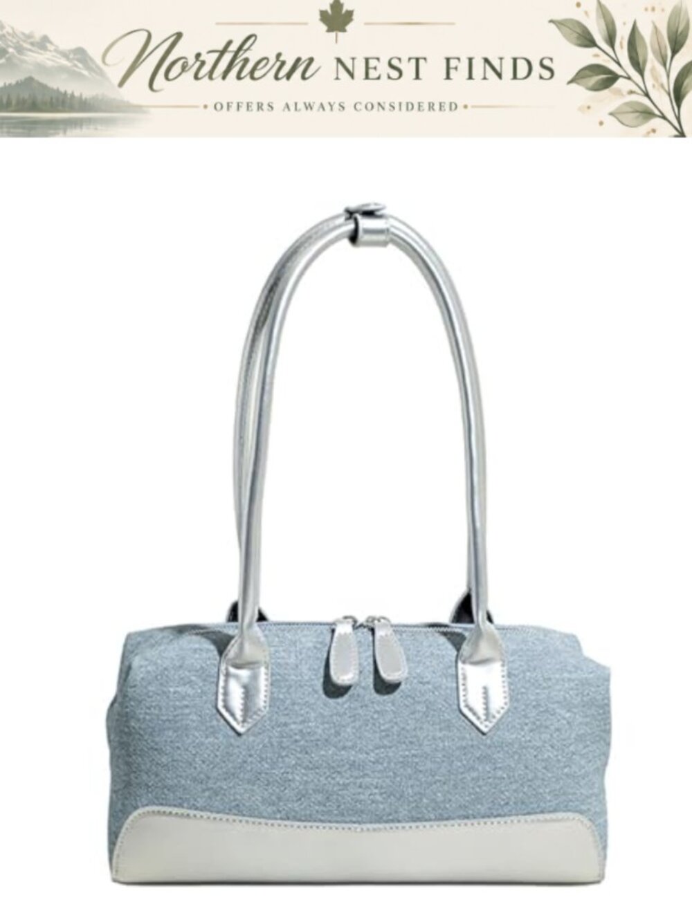 Denim PU Leather Top-Handle Mini Shoulder Bag
